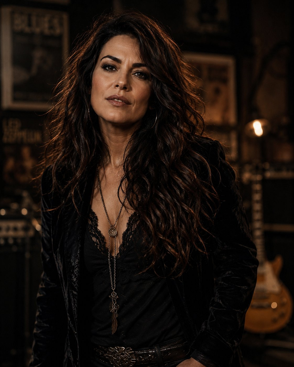 Velia B.-Music – Portrait der fiktiven Bluesrock Sängerin und digitalen Künstlerfigur in einer Blues Bar