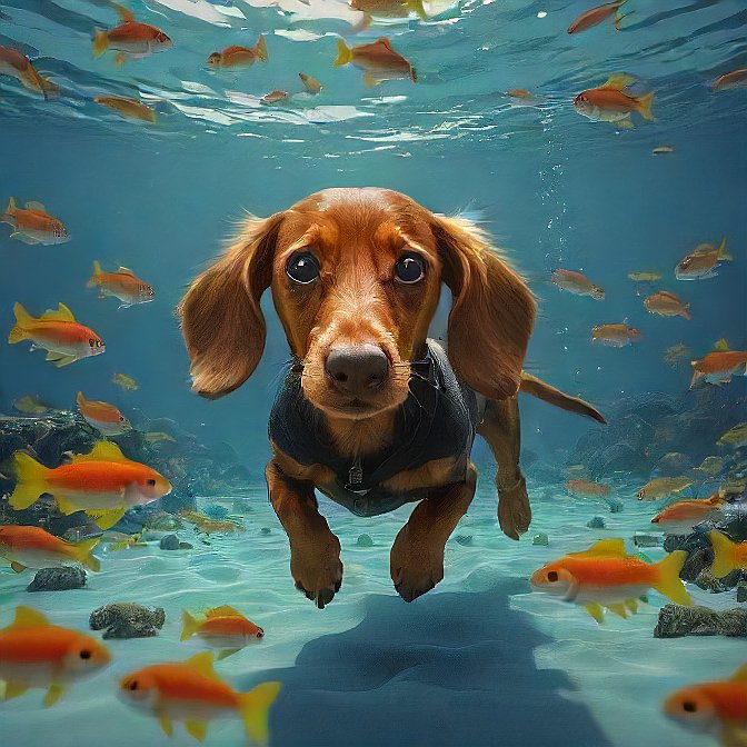 dackel unter wasser